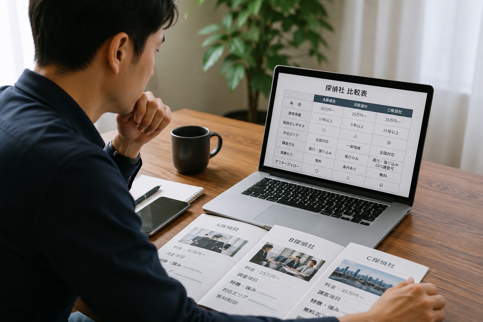 探偵社選びのポイントを確認するイメージ