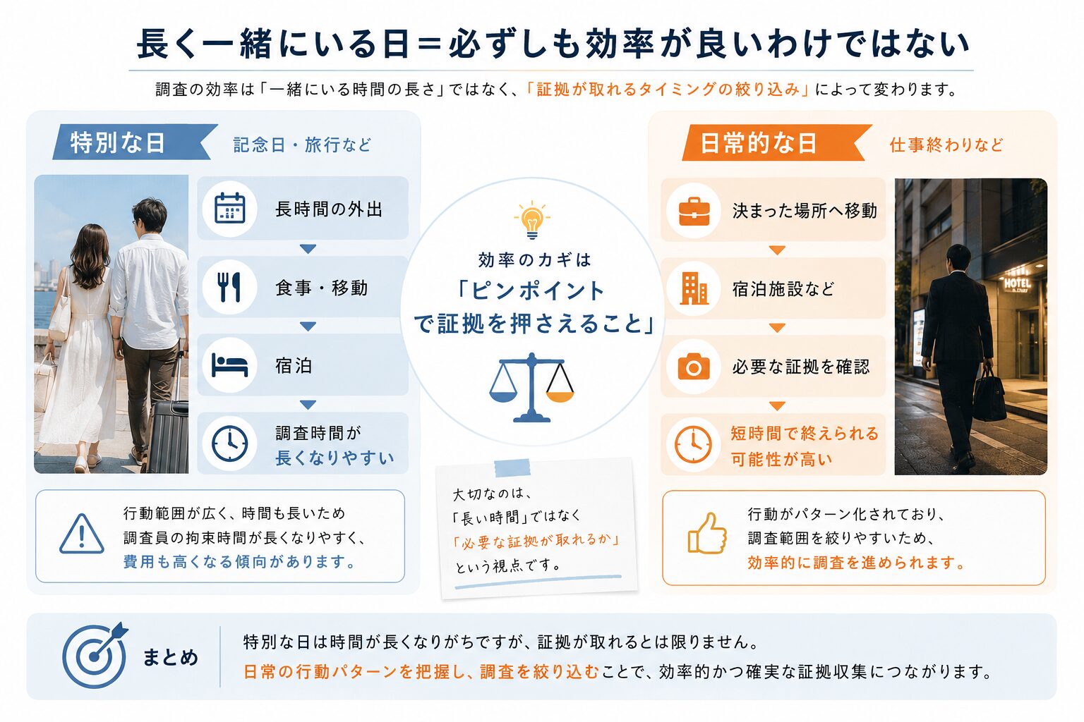 特別な日と日常的な日の調査傾向のイメージ