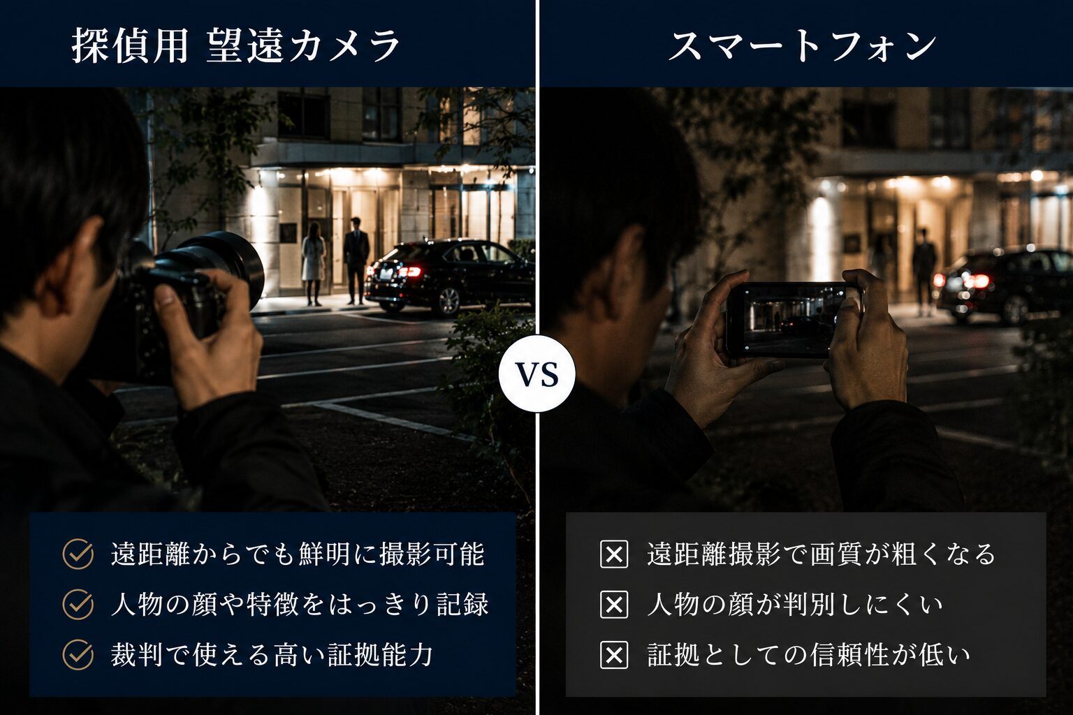 証拠として使える撮影が難しいことをイメージした写真