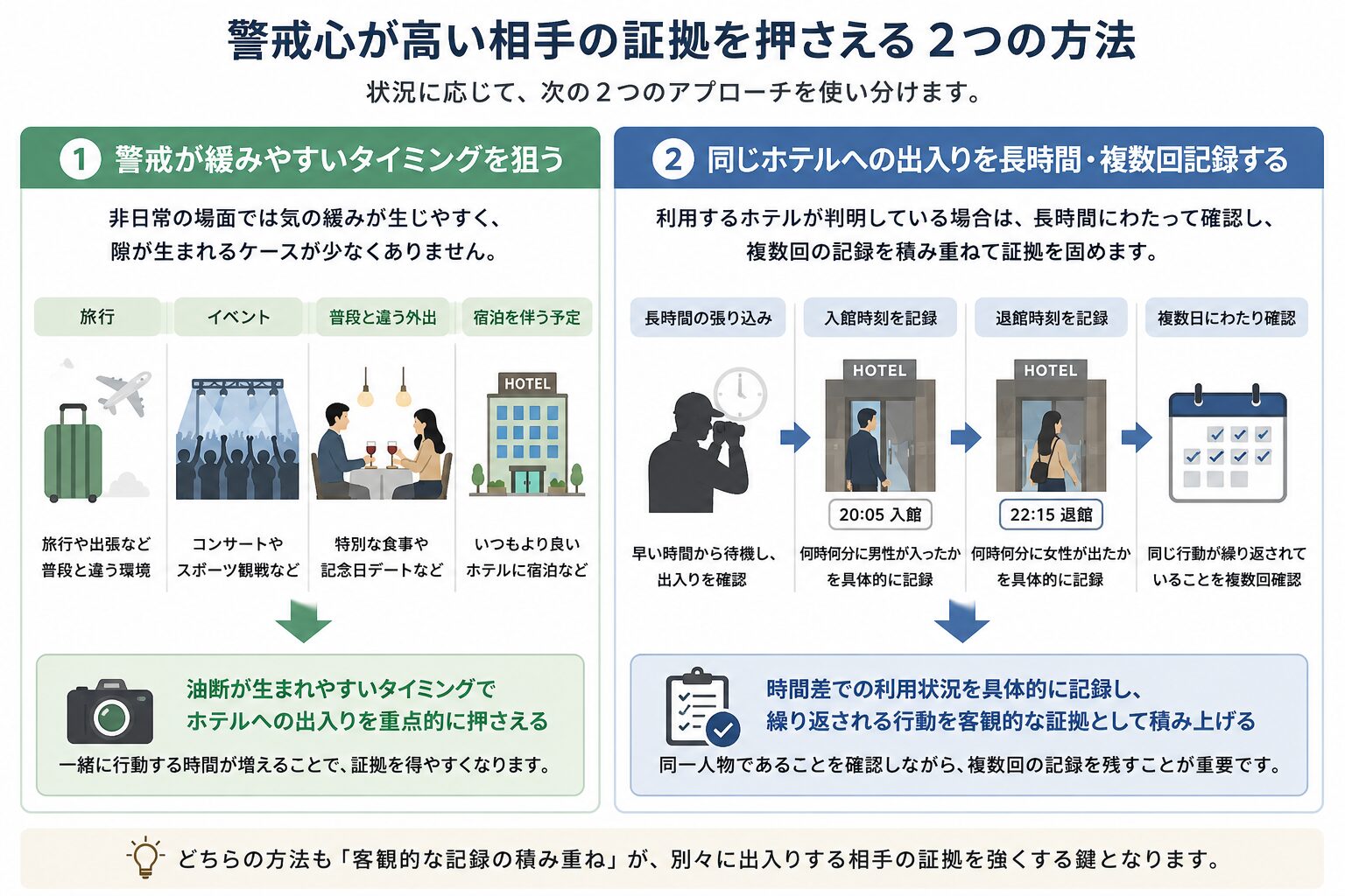 2つの調査アプローチを使い分けるイメージ