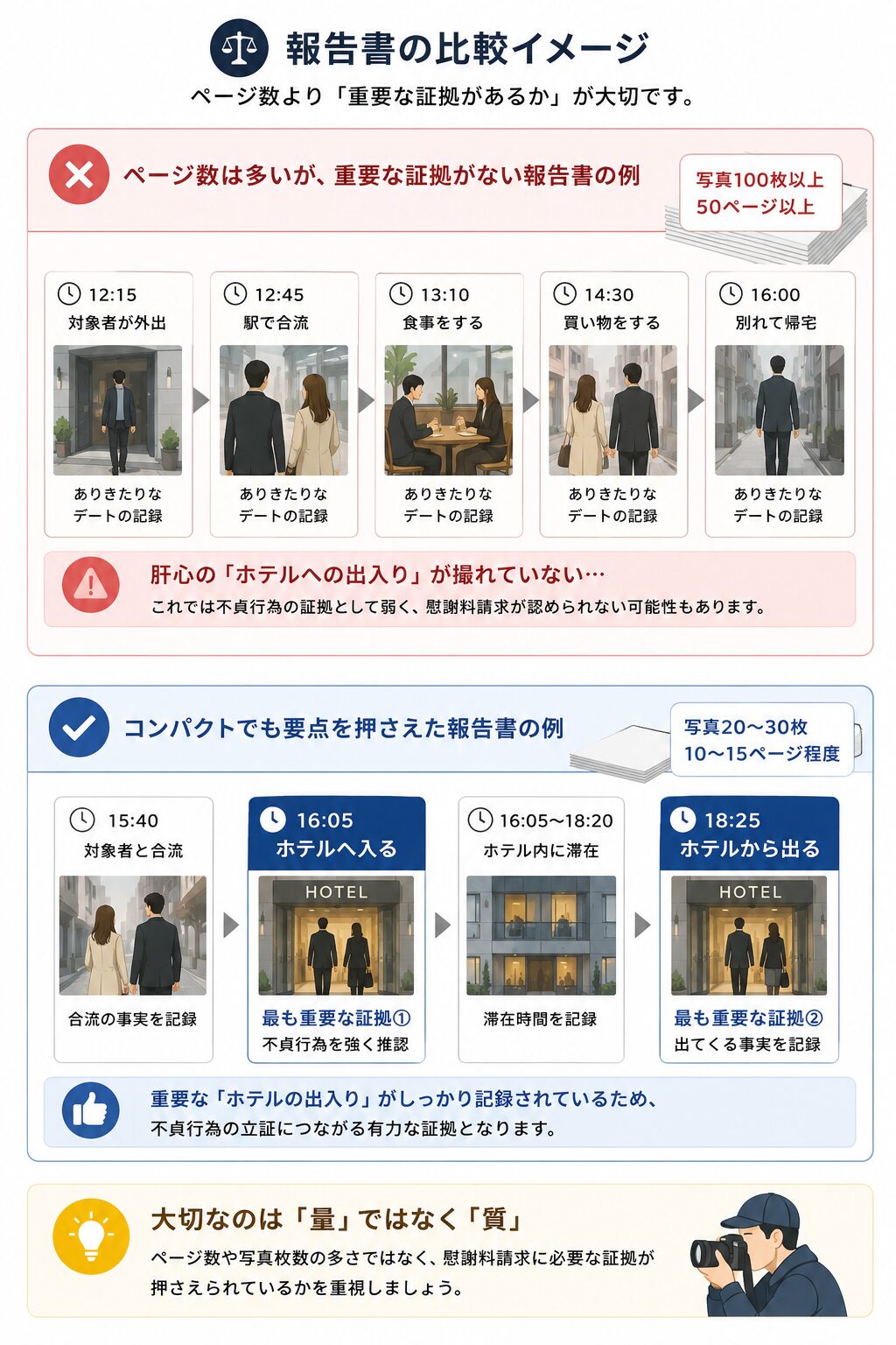 要点を押さえたコンパクトな調査報告書のイメージ