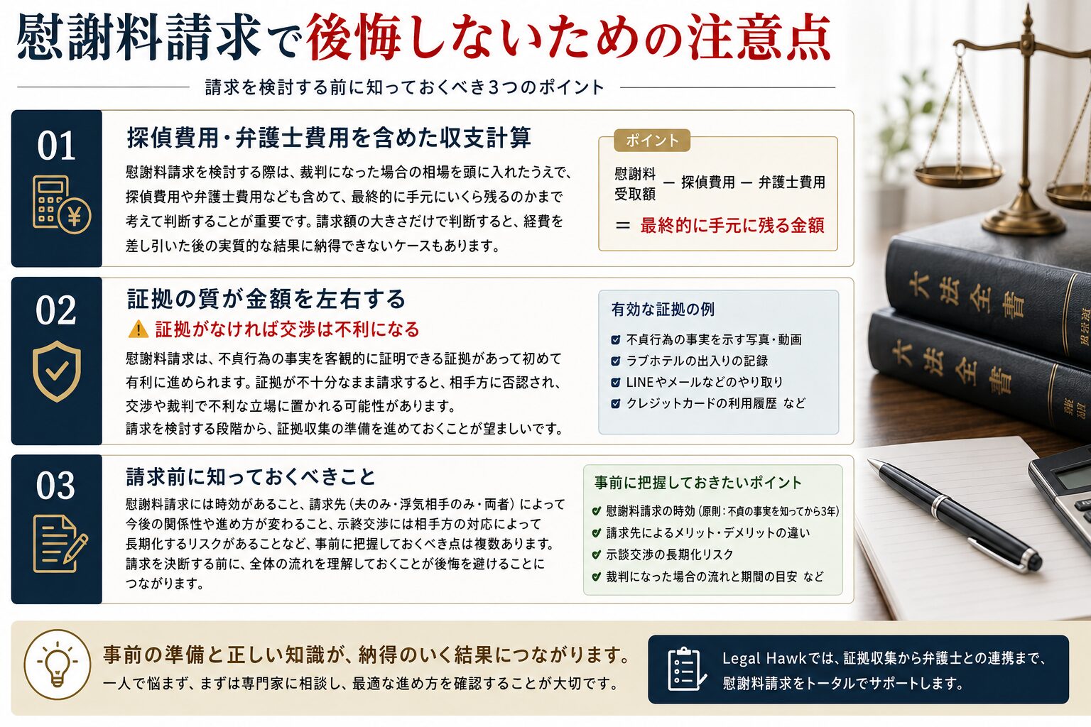 慰謝料請求で後悔しないための注意点のイメージ画像