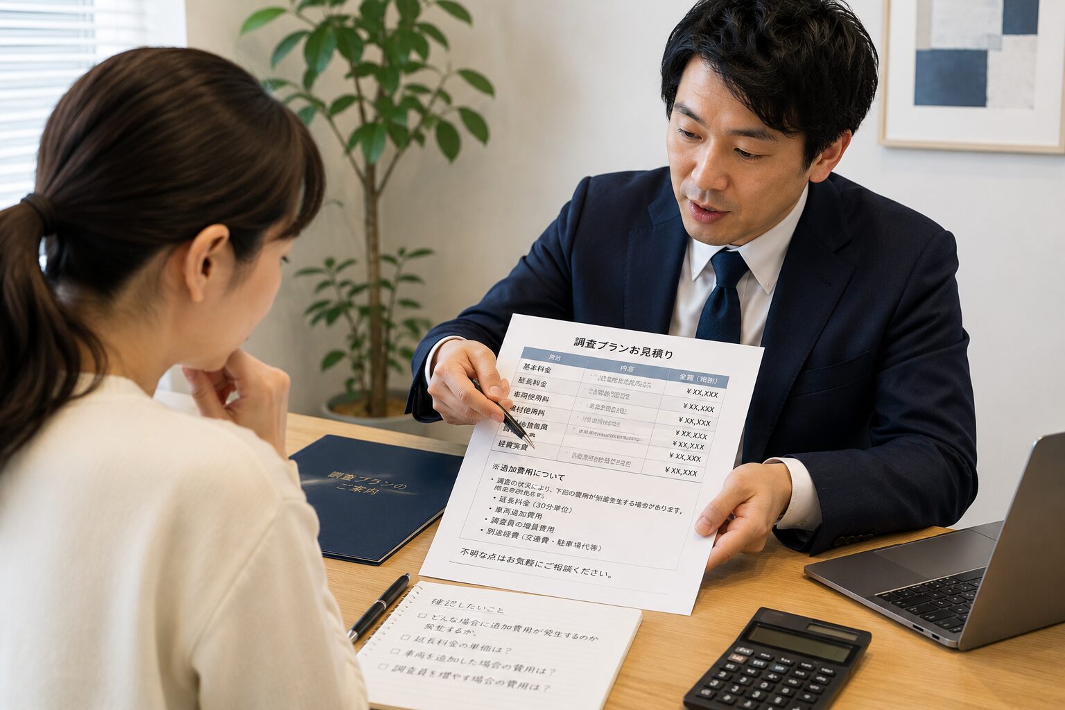 見積書・契約書を確認するイメージ