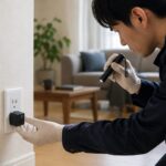 自宅に仕掛けられた盗聴器・盗撮器を確認するイメージ