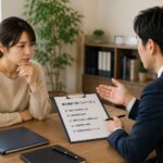 探偵の無料相談で確認事項について相談する様子