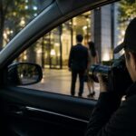 車内からカメラで対象者を張り込み調査する探偵