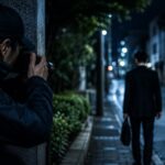 警戒心が強い対象者を尾行・撮影する探偵のイメージ