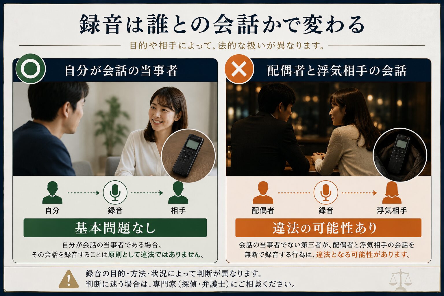 録音の違法性イメージ