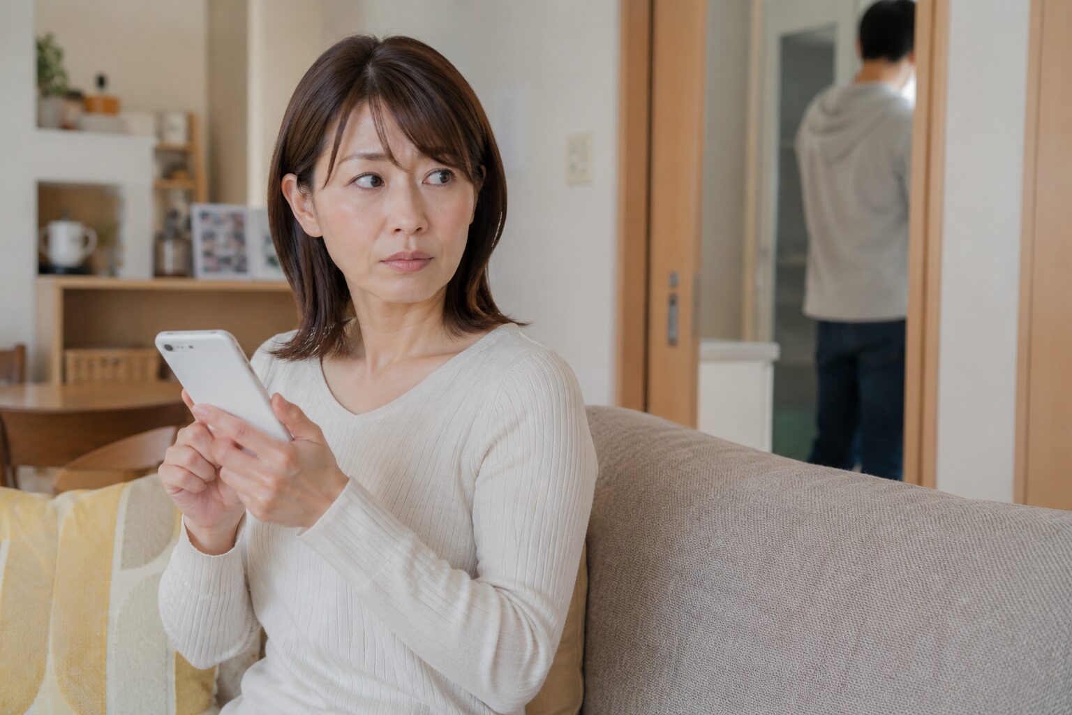 探偵への浮気調査依頼を検討し不安を抱える様子のイメージ