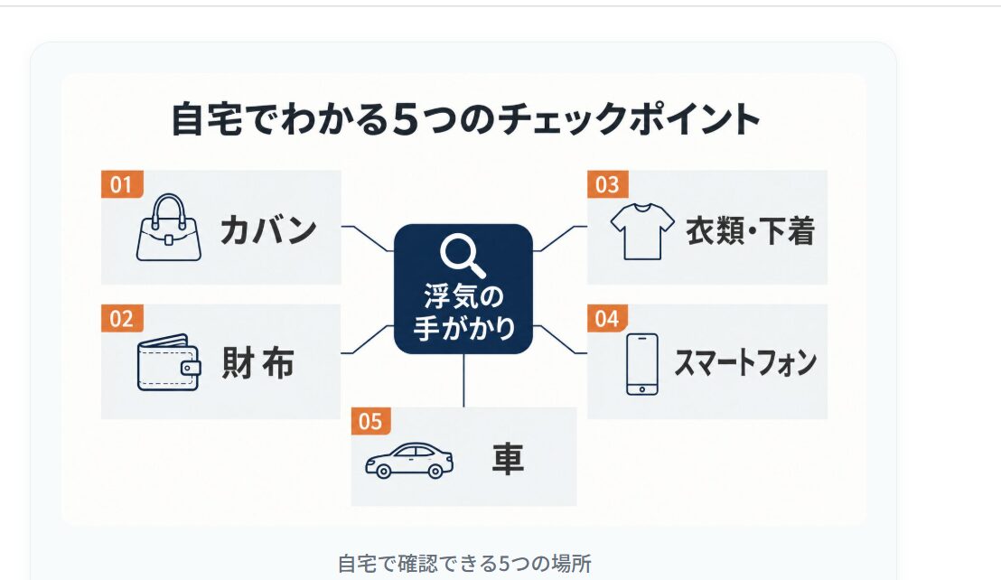 自宅でチェックすべき5つの場所を示すアイコン一覧
