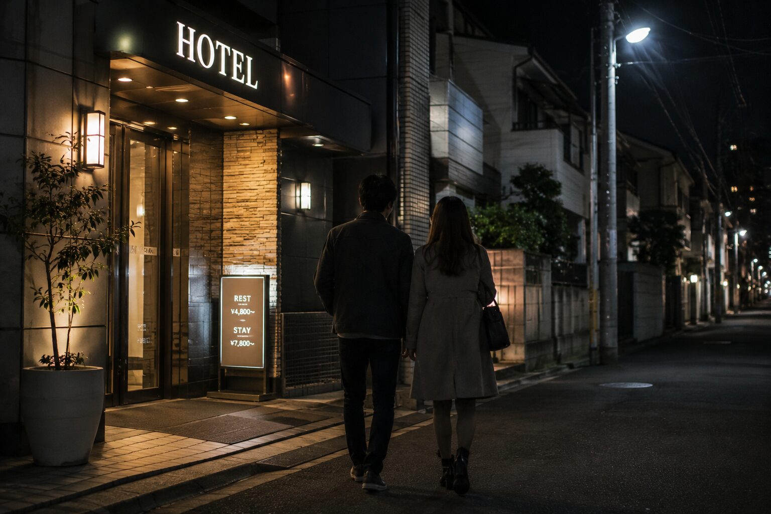 ラブホテルや住宅街への出入りのイメージ写真