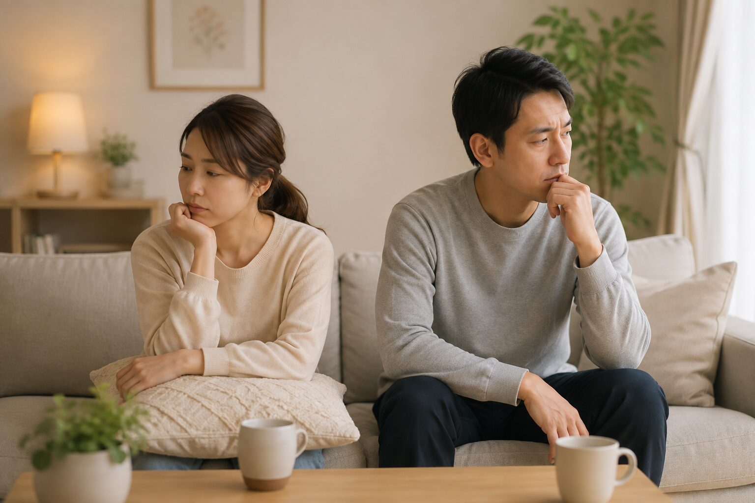 夫婦関係の悩みを抱える様子をイメージした写真