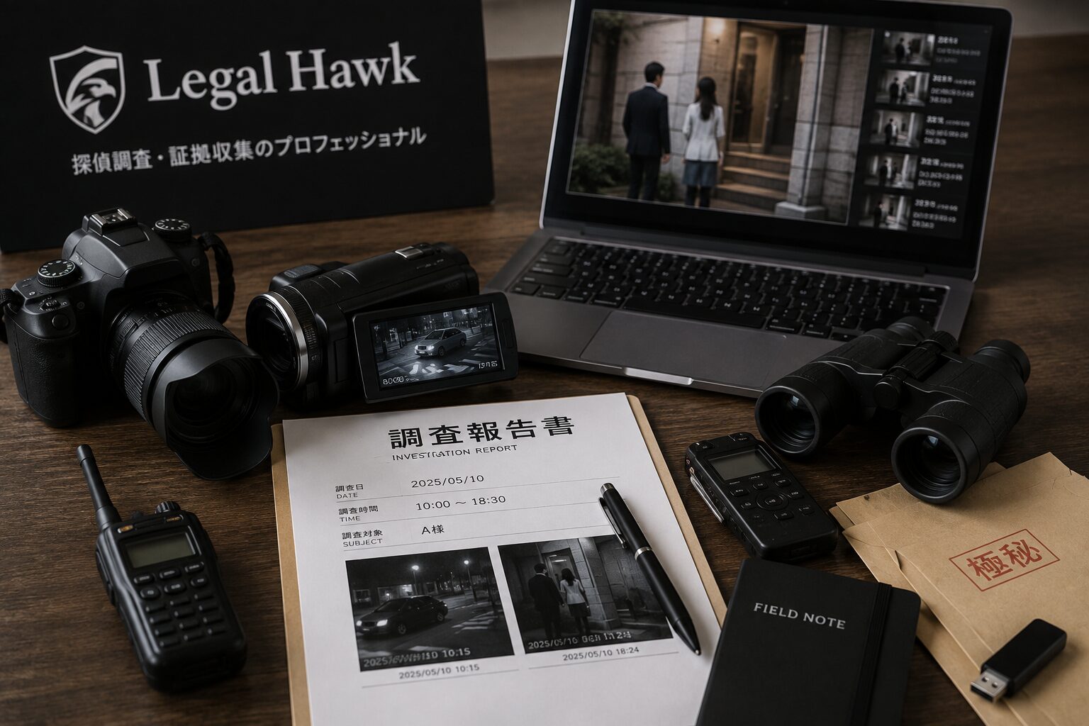 証拠収集・調査の実務をイメージした写真
