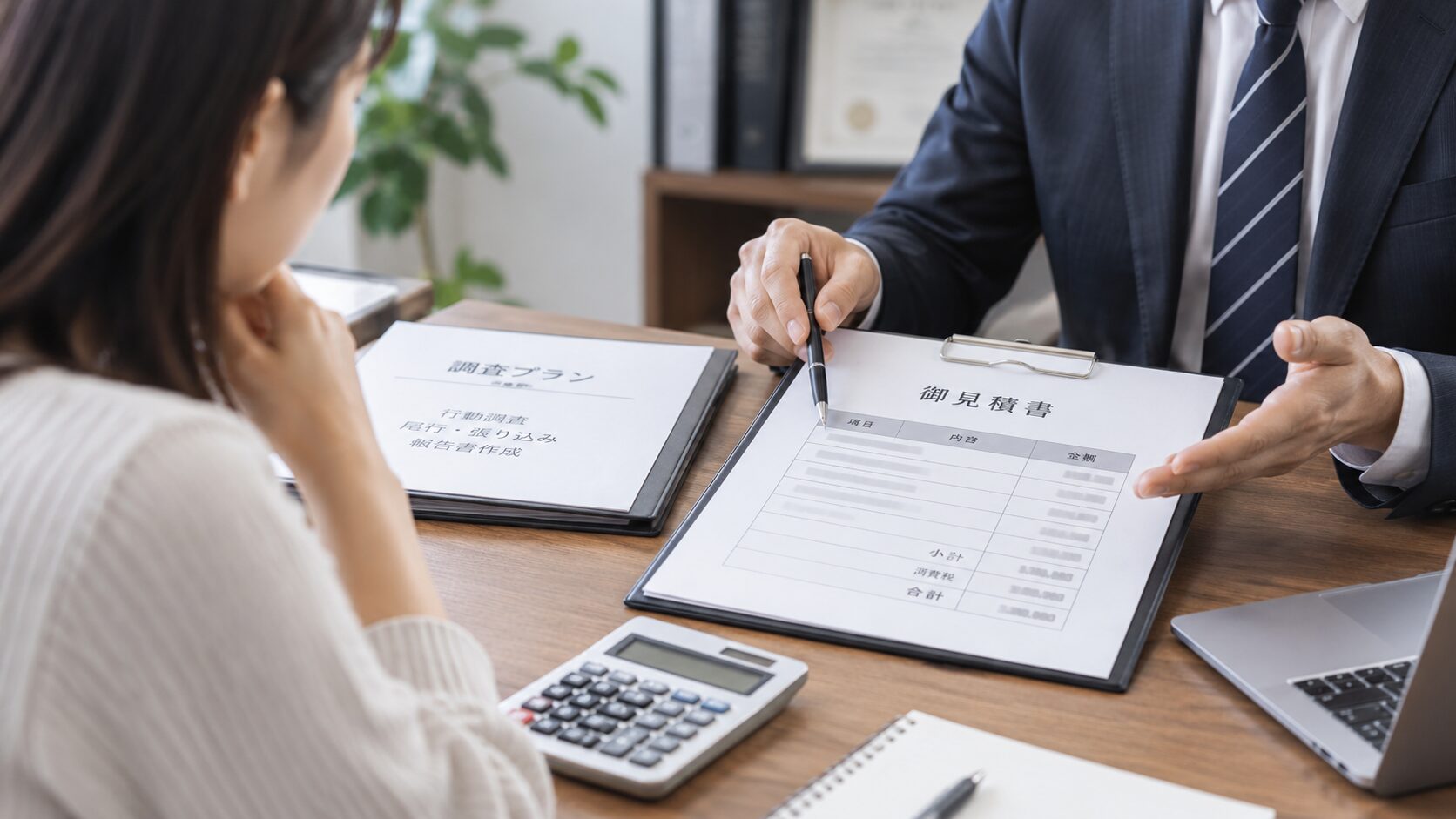 探偵社の見積書・料金表のイメージ