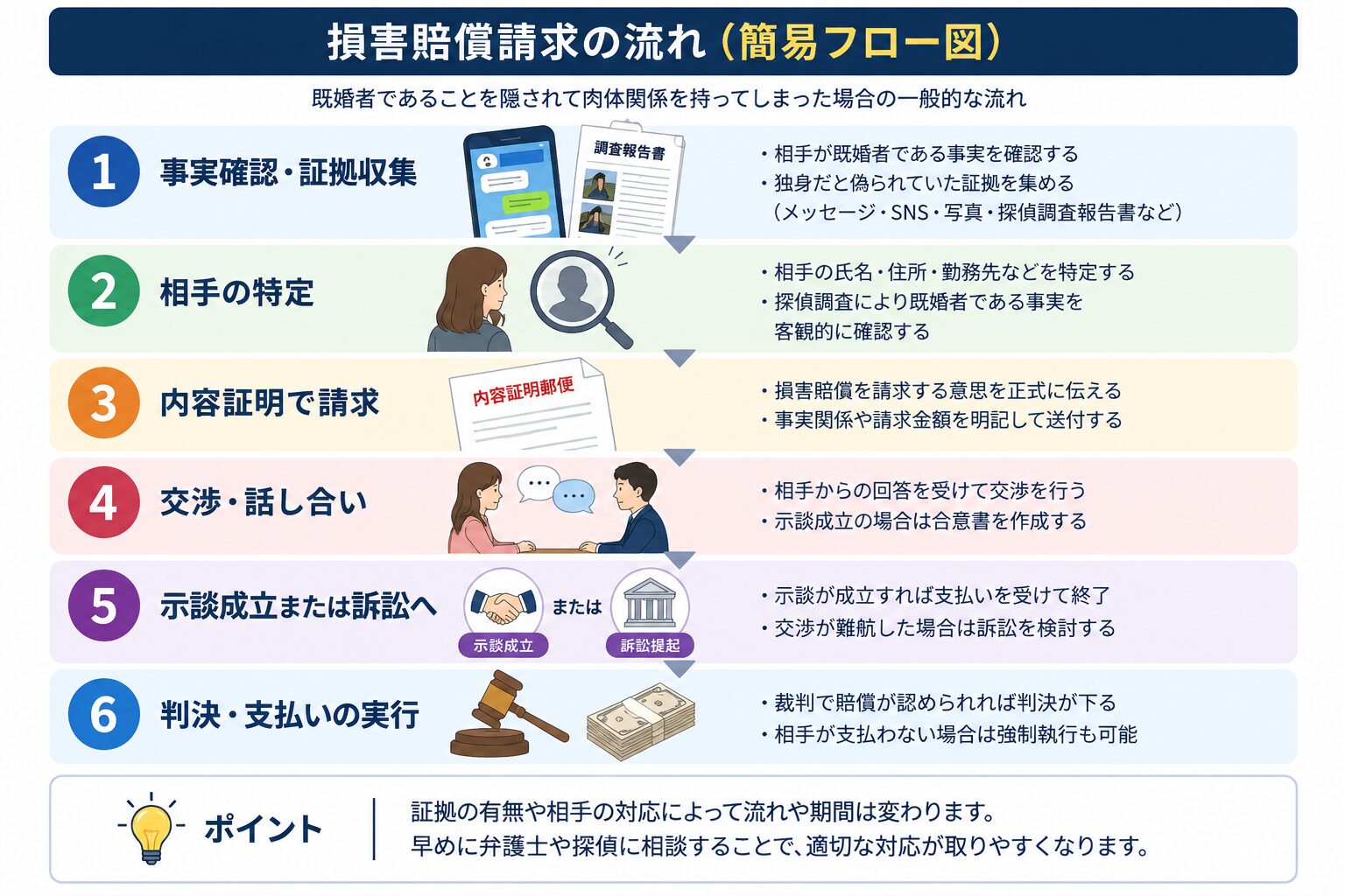 損害賠償請求の流れを示すフロー図