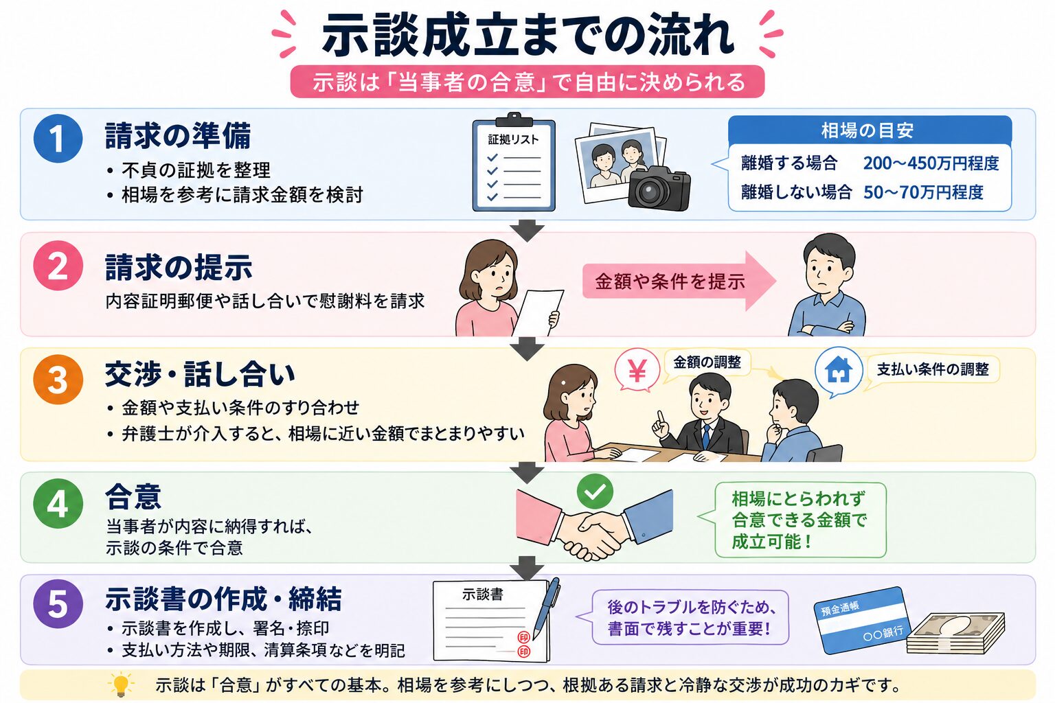 示談成立までの流れを示したフロー図